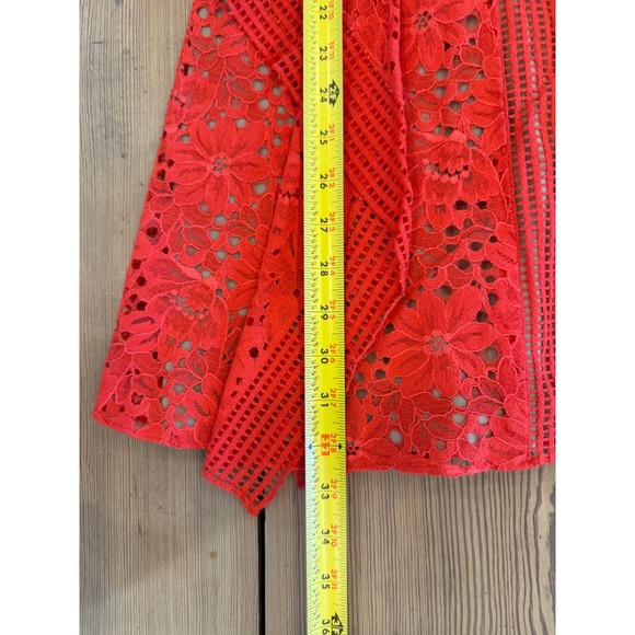 BCBGMAXAZRIA Ondina Red Orange Lace Scalloped Fit Flare Cocktail Dress Size‎ 0 - Picture 6 of 6